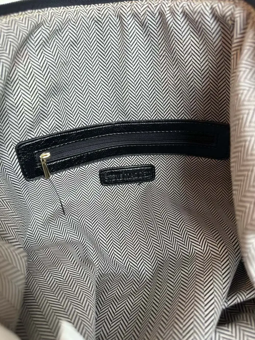 Steve Madden Two-Tone Brown and Black Faux Leather Weekender Duffel Bag